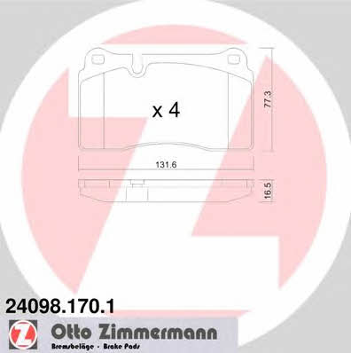 Otto Zimmermann 24098.170.1 Brake Pad Set, disc brake 240981701