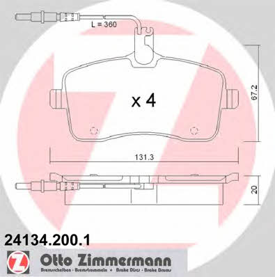 Otto Zimmermann 24134.200.1 Brake Pad Set, disc brake 241342001