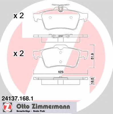 Otto Zimmermann 24137.168.1 Rear disc brake pads, set 241371681