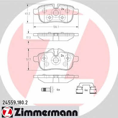 Otto Zimmermann 24559.180.2 Brake Pad Set, disc brake 245591802