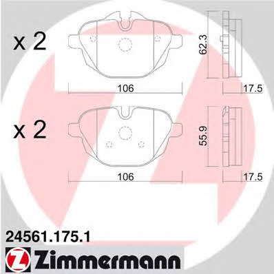 Otto Zimmermann 24561.175.1 Brake Pad Set, disc brake 245611751