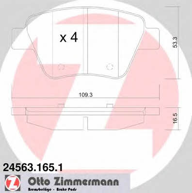 Otto Zimmermann 24563.165.1 Brake Pad Set, disc brake 245631651