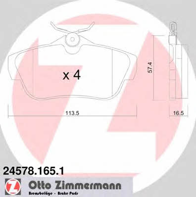 Otto Zimmermann 24578.165.1 Brake Pad Set, disc brake 245781651