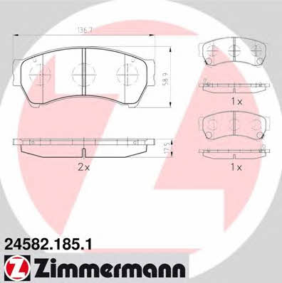 Otto Zimmermann 24582.185.1 Brake Pad Set, disc brake 245821851