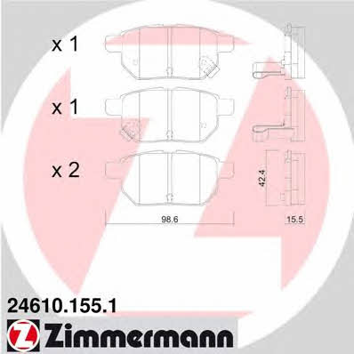 Otto Zimmermann 24610.155.1 Brake Pad Set, disc brake 246101551