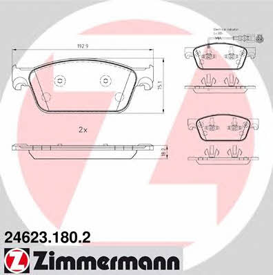 Otto Zimmermann 24623.180.2 Brake Pad Set, disc brake 246231802