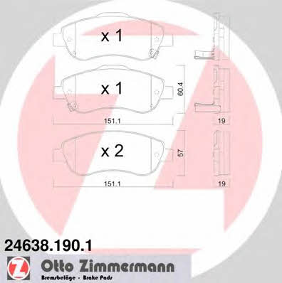 Otto Zimmermann 24638.190.1 Brake Pad Set, disc brake 246381901
