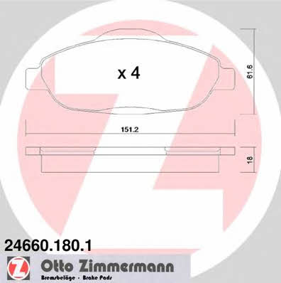 Otto Zimmermann 24660.180.1 Brake Pad Set, disc brake 246601801