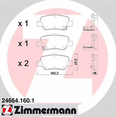 Otto Zimmermann 24664.160.1 Brake Pad Set, disc brake 246641601