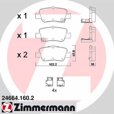 Otto Zimmermann 24664.160.2 Brake Pad Set, disc brake 246641602