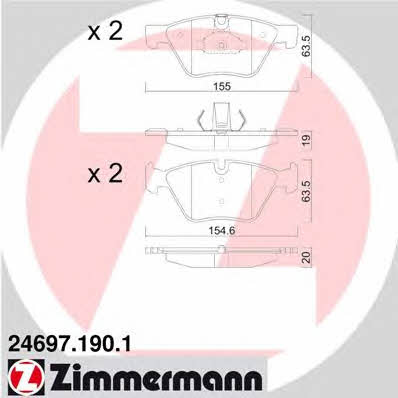 Otto Zimmermann 24697.190.1 Brake Pad Set, disc brake 246971901
