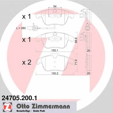 Otto Zimmermann 24705.200.1 Brake Pad Set, disc brake 247052001