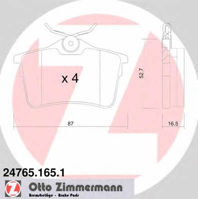 Otto Zimmermann 24765.165.1 Brake Pad Set, disc brake 247651651