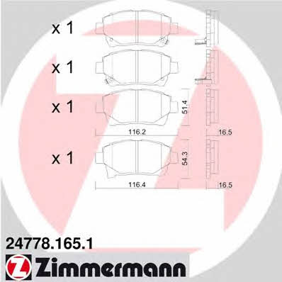 Otto Zimmermann 24778.165.1 Brake Pad Set, disc brake 247781651
