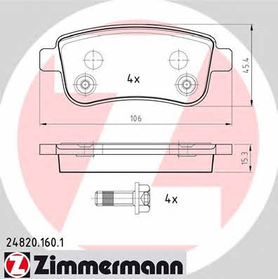 Otto Zimmermann 24820.160.1 Brake Pad Set, disc brake 248201601