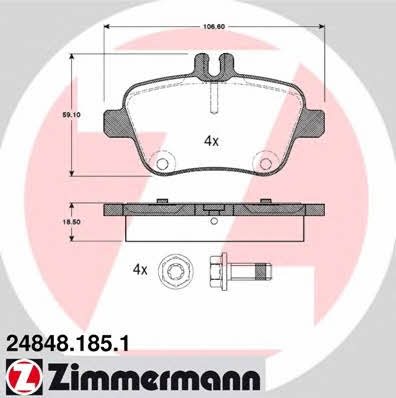 Otto Zimmermann 24848.185.1 Brake Pad Set, disc brake 248481851