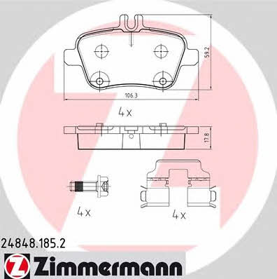 Otto Zimmermann 24848.185.2 Brake Pad Set, disc brake 248481852