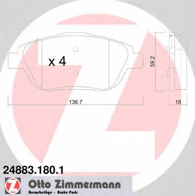 Otto Zimmermann 24883.180.1 Brake Pad Set, disc brake 248831801