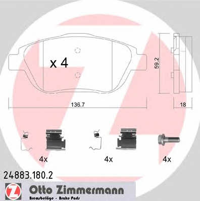 Otto Zimmermann 24883.180.2 Brake Pad Set, disc brake 248831802