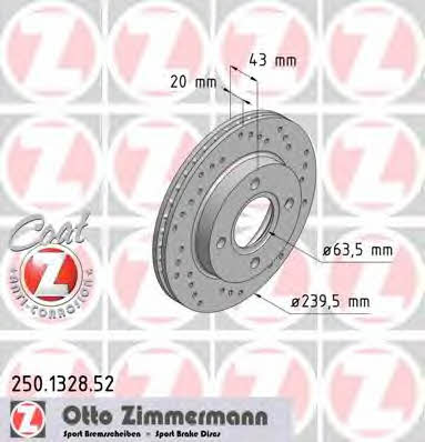 Otto Zimmermann 250.1328.52 Front brake disc ventilated 250132852