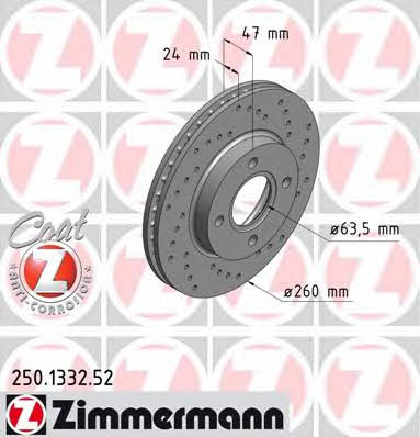 Otto Zimmermann 250.1332.52 Front brake disc ventilated 250133252