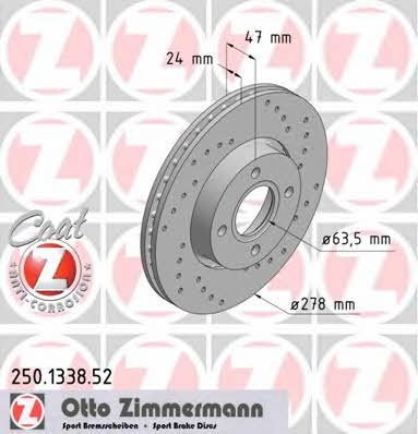 Otto Zimmermann 250.1338.52 Front brake disc ventilated 250133852