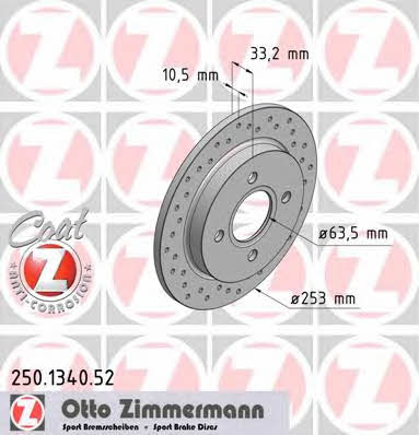 Otto Zimmermann 250.1340.52 Brake disc 250134052