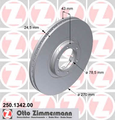Otto Zimmermann 250.1342.00 Front brake disc ventilated 250134200