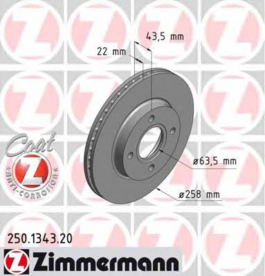 Otto Zimmermann 250.1343.20 Front brake disc ventilated 250134320