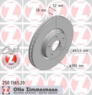 Otto Zimmermann 250.1365.20 Front brake disc ventilated 250136520