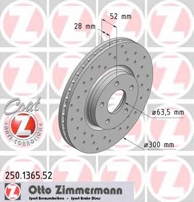 Otto Zimmermann 250.1365.52 Front brake disc ventilated 250136552