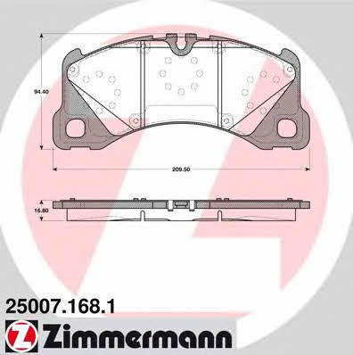 Otto Zimmermann 25007.168.1 Brake Pad Set, disc brake 250071681