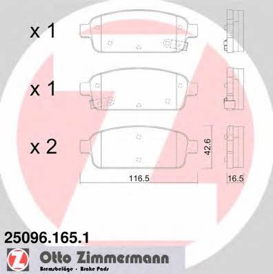 Otto Zimmermann 25096.165.1 Brake Pad Set, disc brake 250961651
