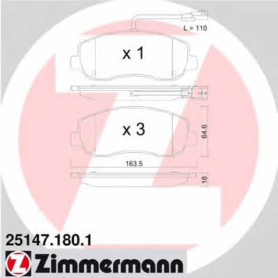 Otto Zimmermann 25147.180.1 Brake Pad Set, disc brake 251471801