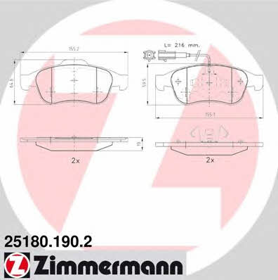 Otto Zimmermann 25180.190.2 Brake Pad Set, disc brake 251801902