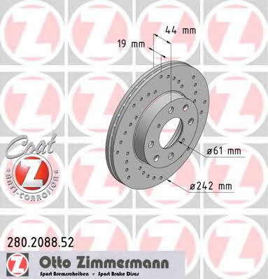 Otto Zimmermann 280.2088.52 Brake disc 280208852