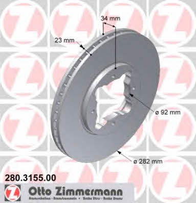 Otto Zimmermann 280.3155.00 Front brake disc ventilated 280315500