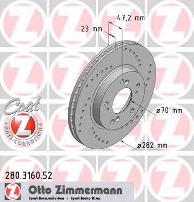 Otto Zimmermann 280.3160.52 Brake disc 280316052