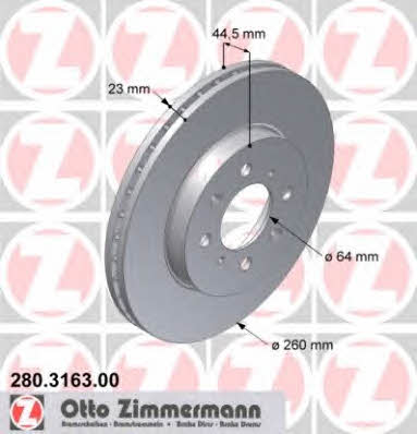 Otto Zimmermann 280.3163.00 Front brake disc ventilated 280316300