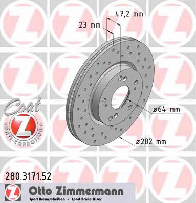 Otto Zimmermann 280.3171.52 Front brake disc ventilated 280317152