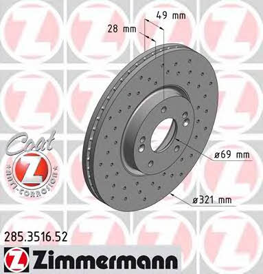 Front vented brake disc Otto Zimmermann 285.3516.52