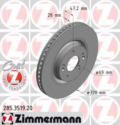 Otto Zimmermann 285.3519.20 Front brake disc ventilated 285351920