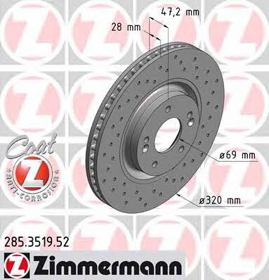 Otto Zimmermann 285.3519.52 Front brake disc ventilated 285351952
