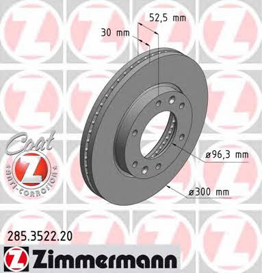 Otto Zimmermann 285.3522.20 Front brake disc ventilated 285352220