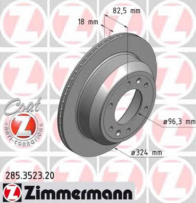 Otto Zimmermann 285.3523.20 Rear ventilated brake disc 285352320