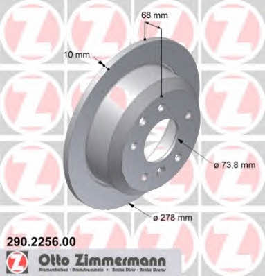 Otto Zimmermann 290.2256.00 Rear brake disc, non-ventilated 290225600