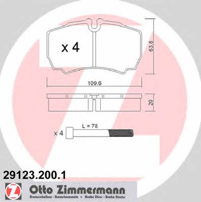 Otto Zimmermann 29123.200.1 Brake Pad Set, disc brake 291232001