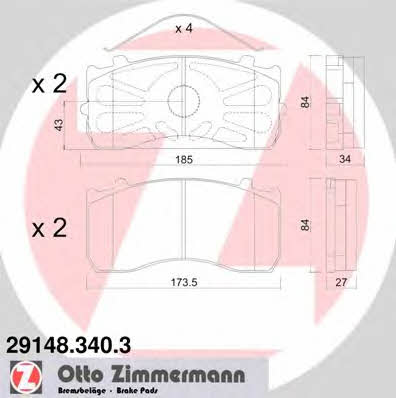 Otto Zimmermann 29148.340.3 Brake Pad Set, disc brake 291483403