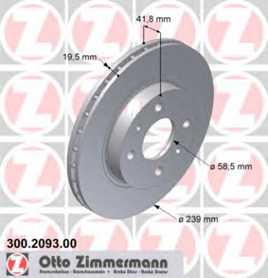 Otto Zimmermann 300.2093.00 Front brake disc ventilated 300209300
