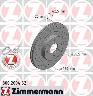 Otto Zimmermann 300.2094.52 Front brake disc ventilated 300209452